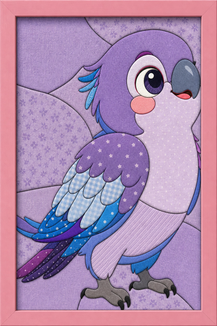 Purple Parrot — Kinusaiga fabric art design preview