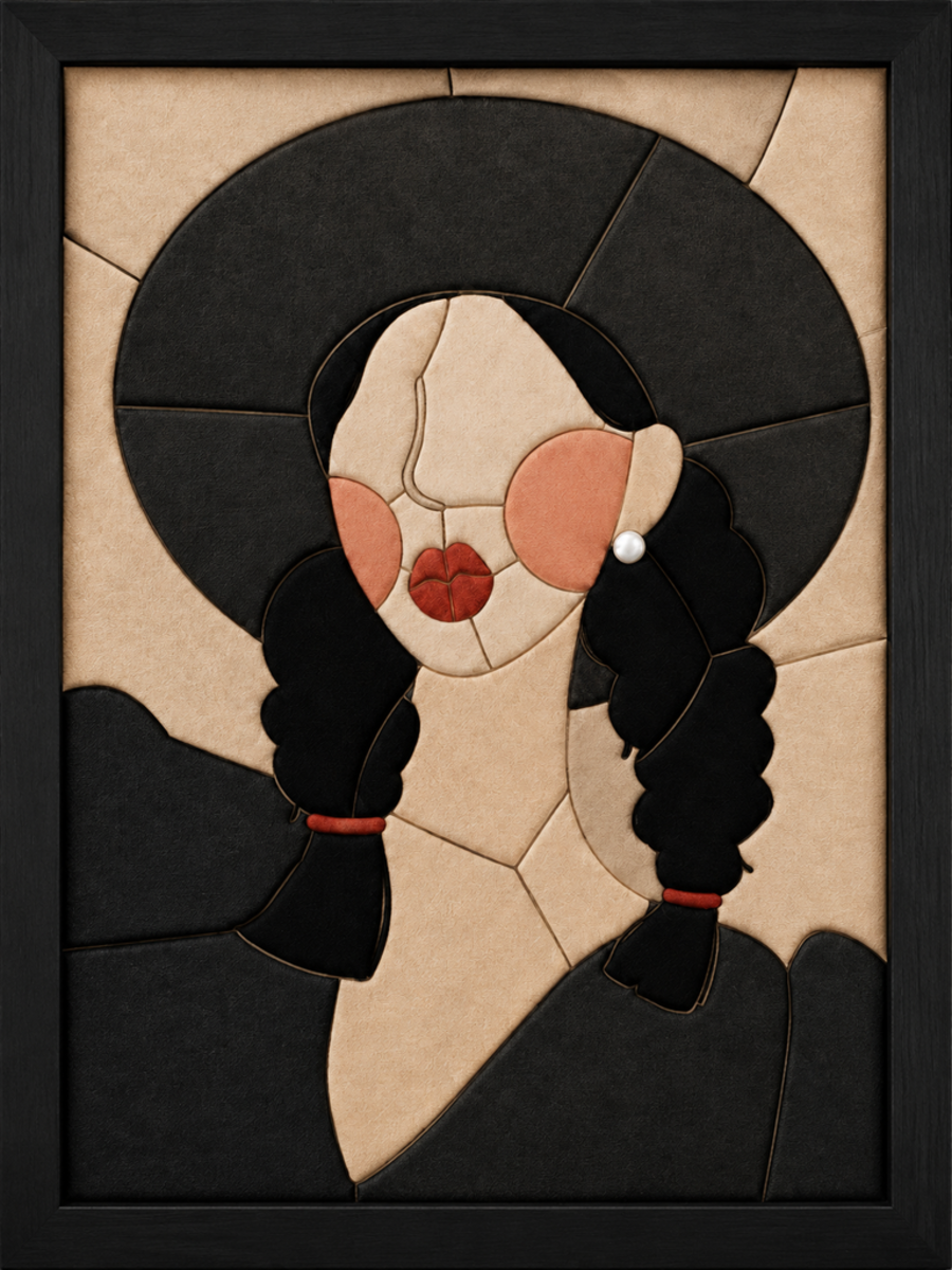 Woman with Black Hat — Kinusaiga fabric art design preview