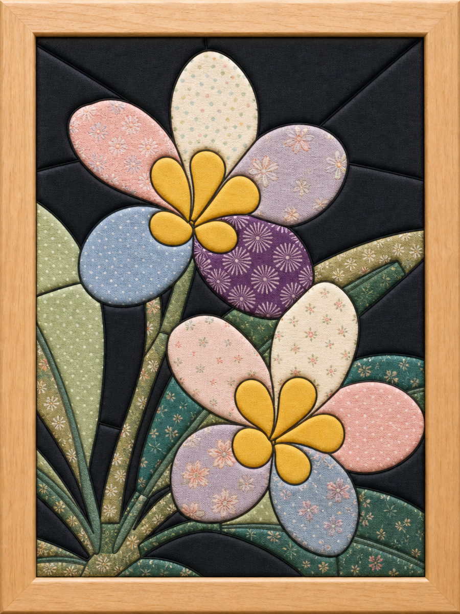 Two Pastel Flowers — Kinusaiga fabric art design preview