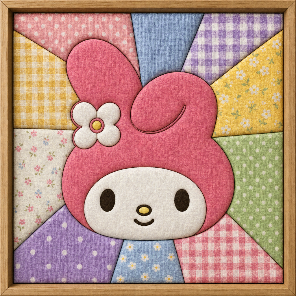 My Melody Bunny Portrait — Kinusaiga fabric art design preview