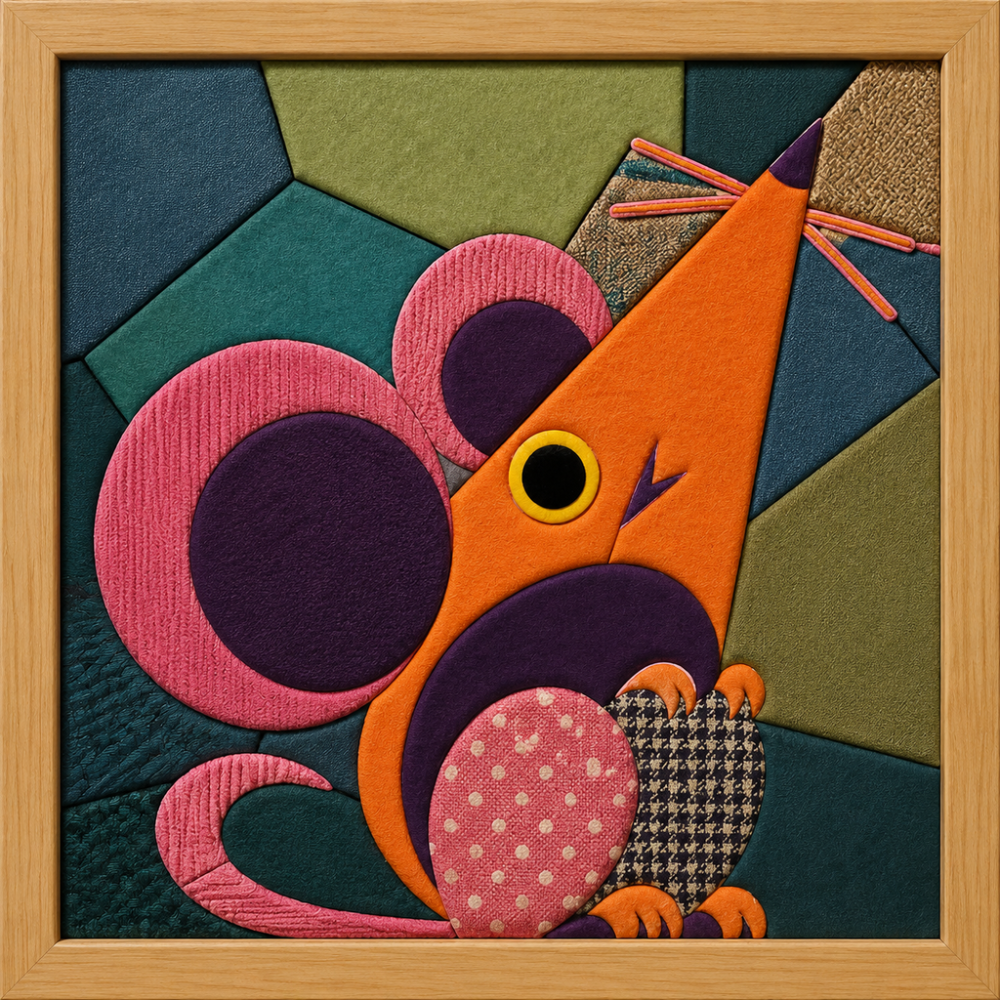 Orange Mouse with Whiskers — Kinusaiga fabric art design preview