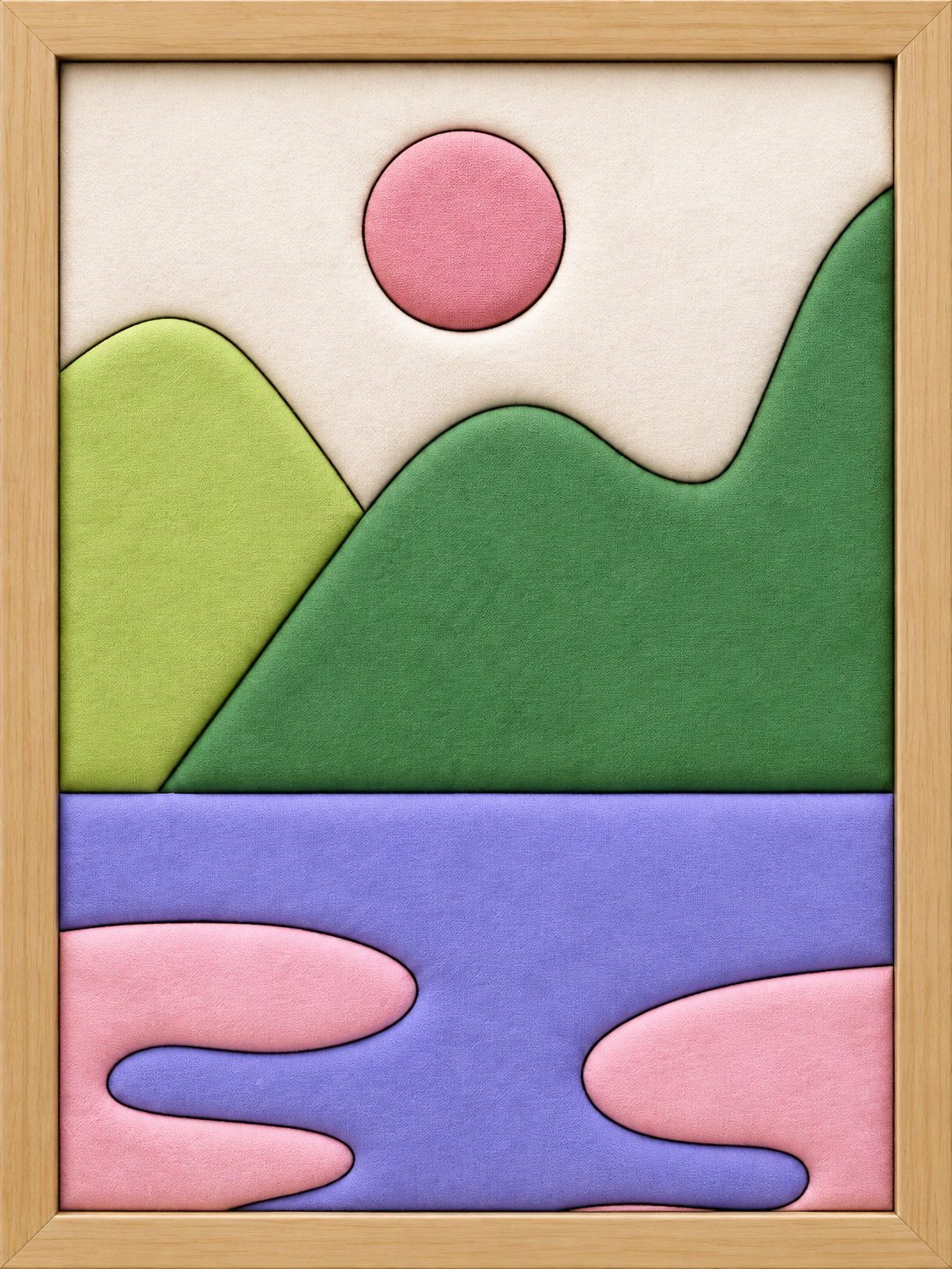 Green Hills and Purple River — Kinusaiga fabric art design preview