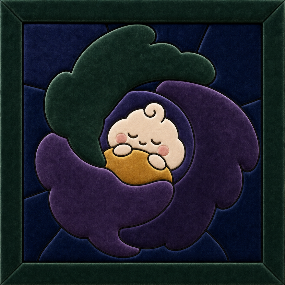 Baby in Purple Flower — Kinusaiga fabric art design preview