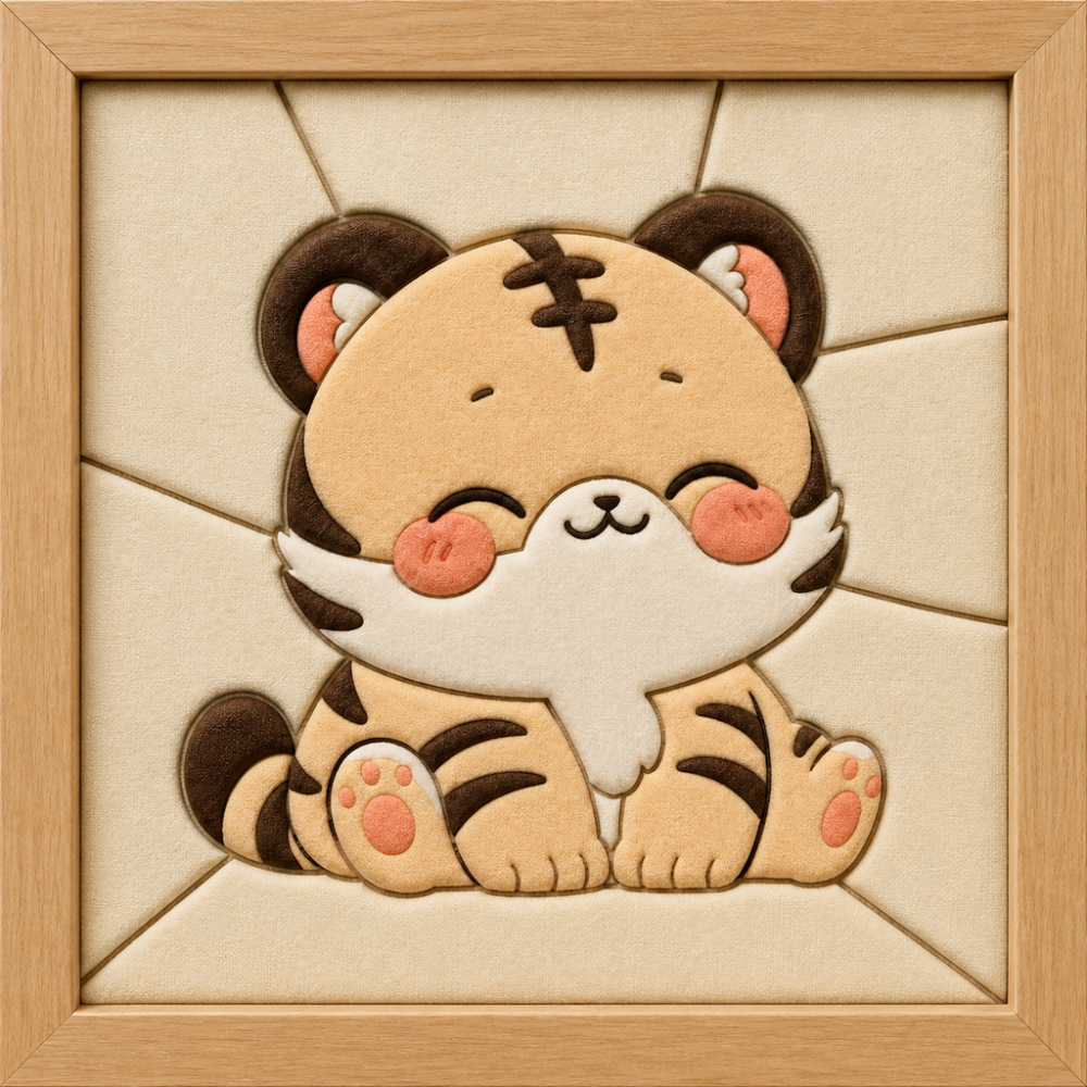 Sitting Baby Tiger — Kinusaiga fabric art design preview