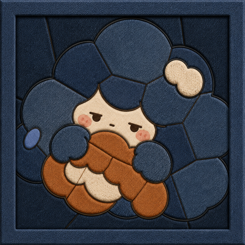 Girl Hugging Teddy Bear — Kinusaiga fabric art design preview