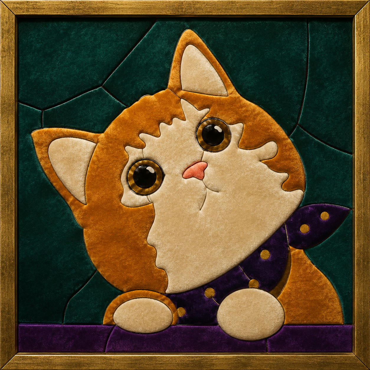 Orange Cat with Blue Scarf — Kinusaiga fabric art design preview