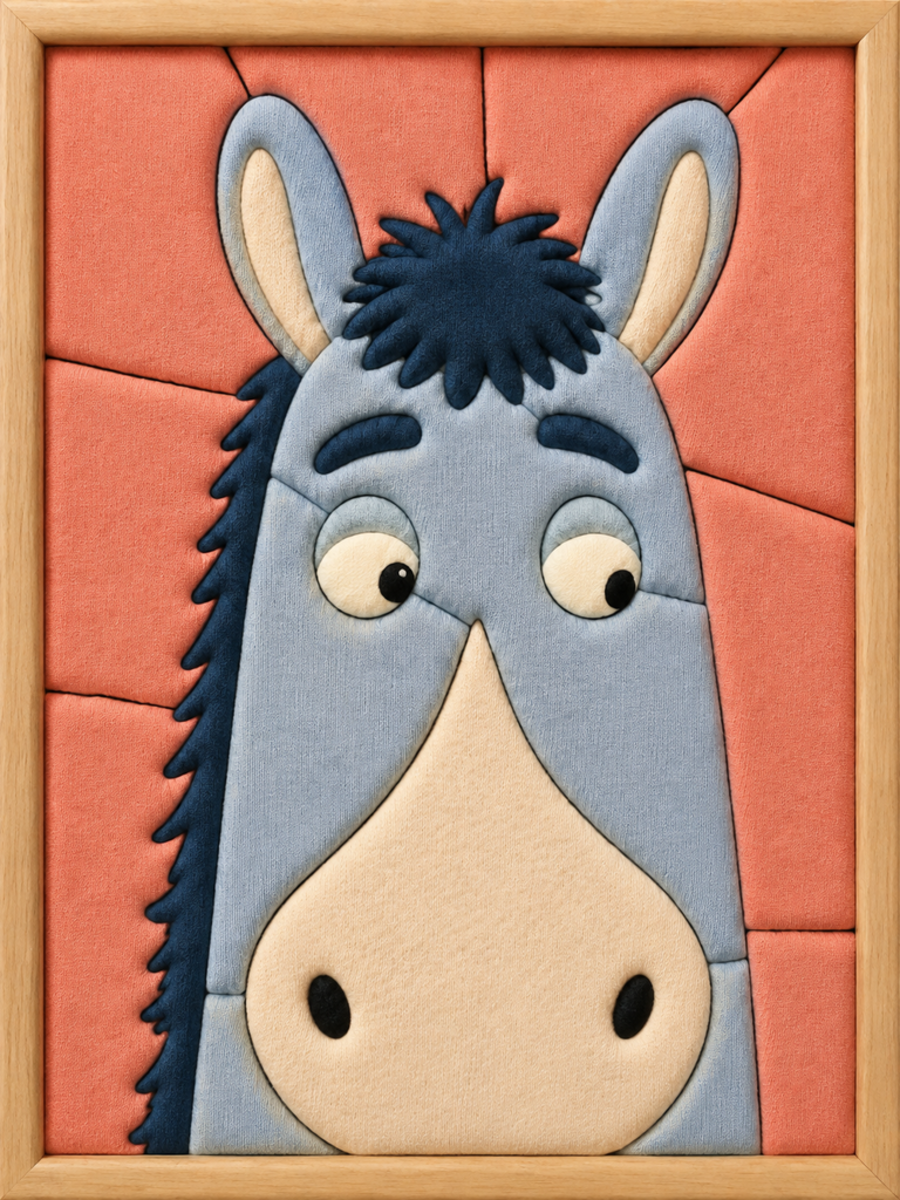 Blue Donkey Face — Kinusaiga fabric art design preview