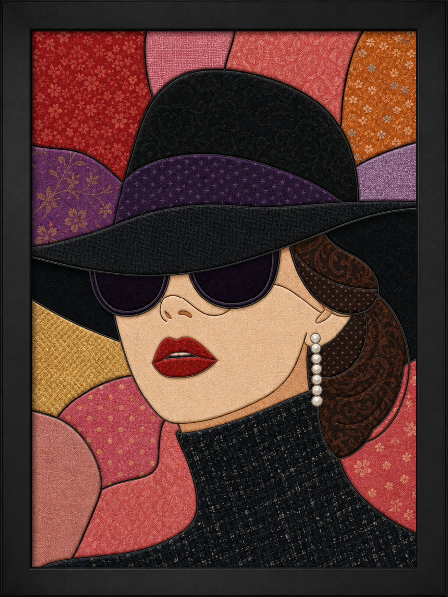 Woman in Black Hat — Kinusaiga fabric art design preview