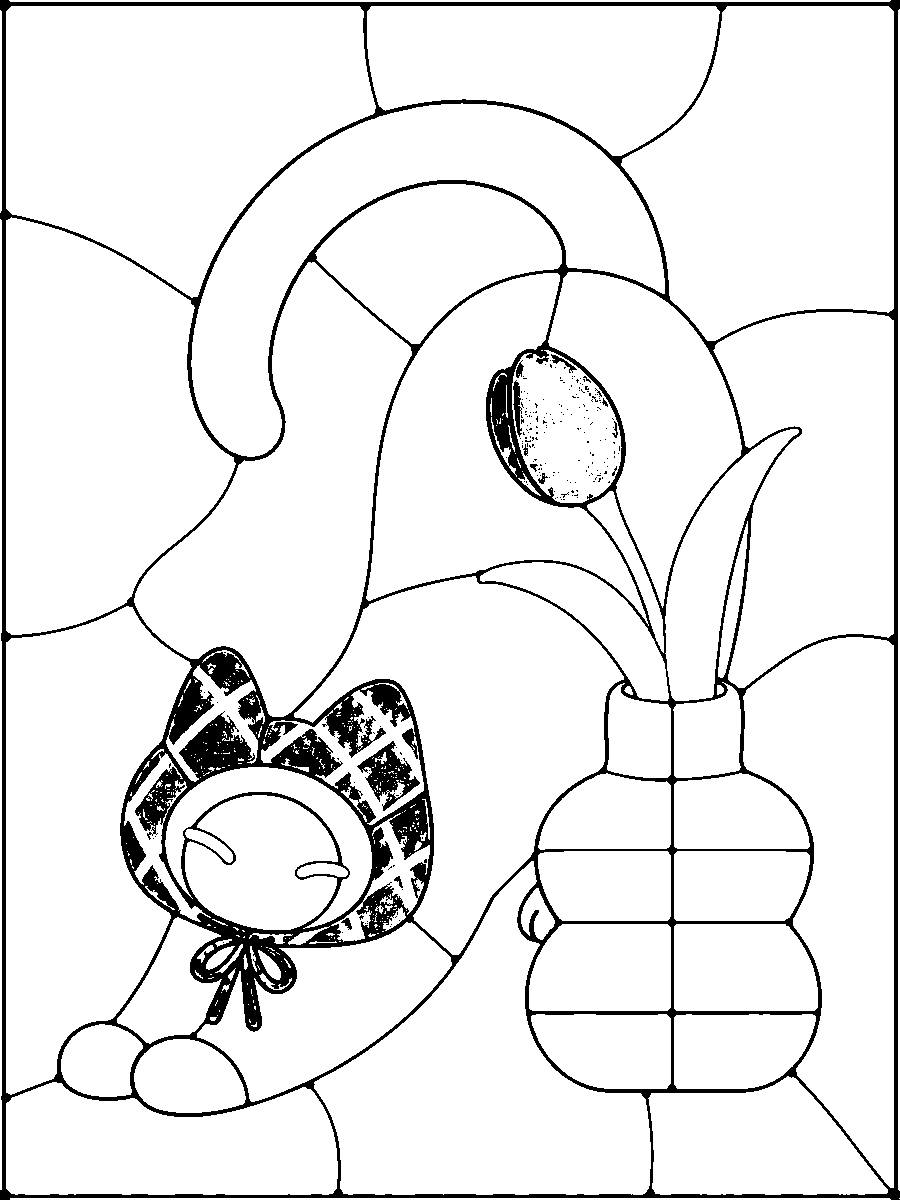 Cat Wearing Pink Bonnet — Kinusaiga fabric art design preview