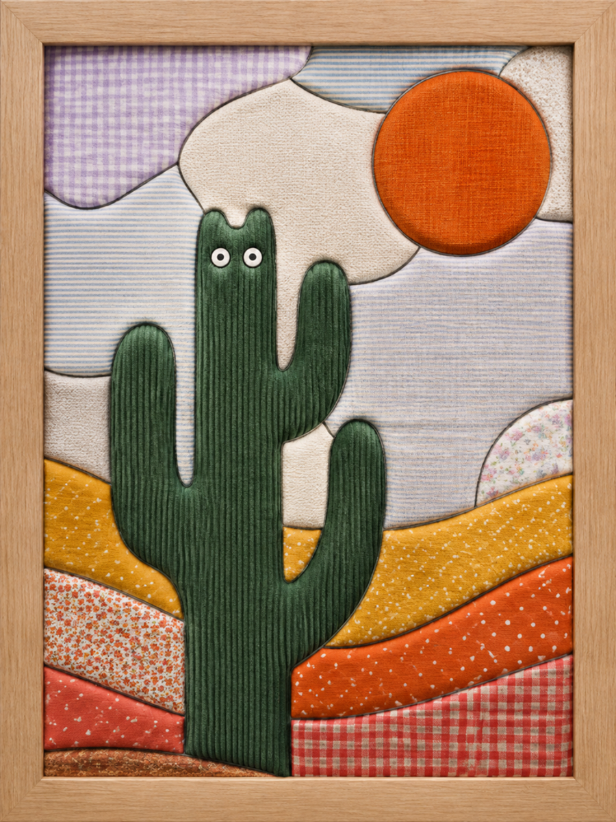 Cactus With Googly Eyes — Kinusaiga fabric art design preview
