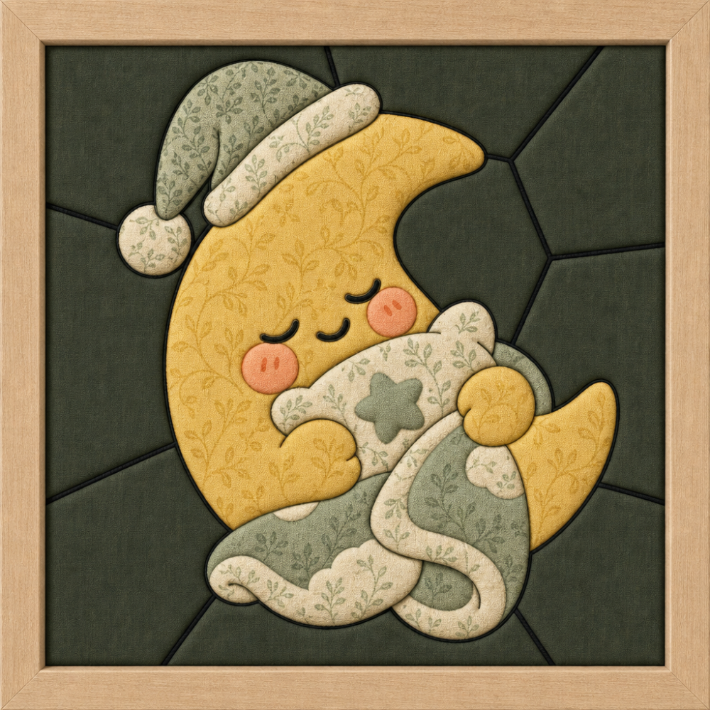 Moon Holding Star — Kinusaiga fabric art design preview