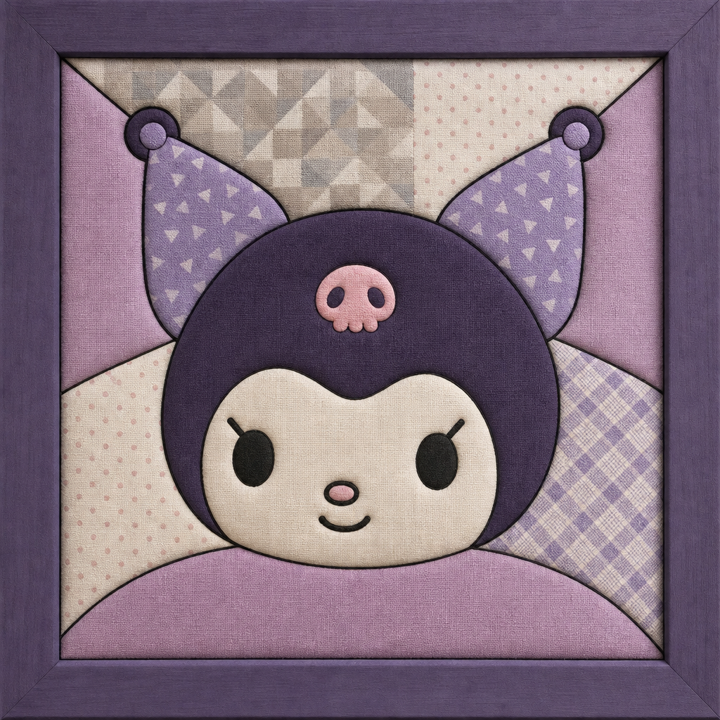 Kuromi Character Face — Kinusaiga fabric art design preview