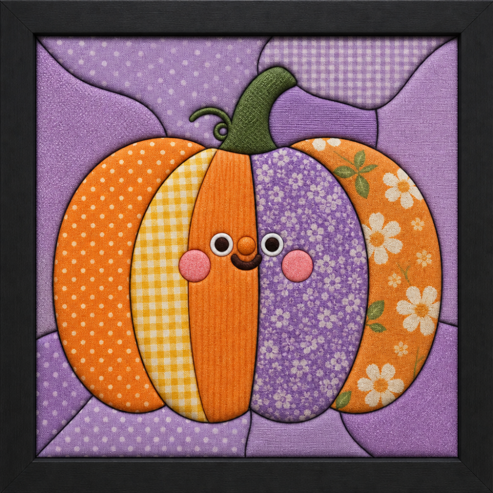 Smiling Orange Pumpkin — Kinusaiga fabric art design preview